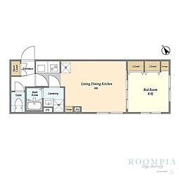 ウェルスクエアイズム武蔵小山III 4階1LDKの間取り