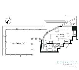 エルスタンザ白金 6階ワンルームの間取り