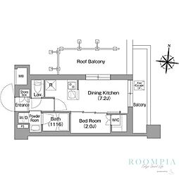 コンフォリア・リヴ大崎 1DKの間取図画像