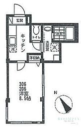 プレジャデスー21 1Kの間取図画像