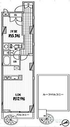 パシフィックコート中延 1LDKの間取図画像