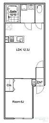 目黒区下目黒3丁目マンション 1LDKの間取図画像