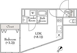 ルミークアン用賀 1LDKの間取図画像