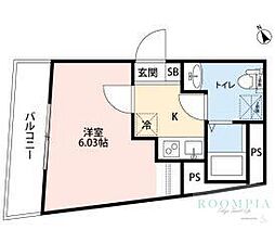 品川区平塚2丁目マンション 1Kの間取図画像