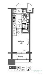 プラウドフラット三軒茶屋 1Kの間取図画像