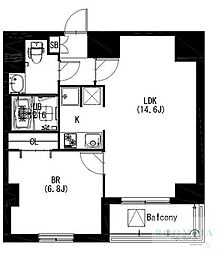 エスティメゾン戸越 1Kの間取図画像