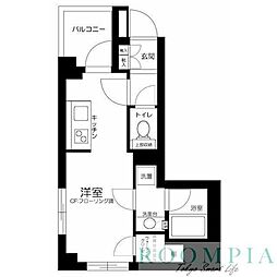 エスコートノヴェル白金高輪 ワンルームの間取図画像