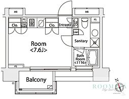 カスタリア戸越 ワンルームの間取図画像