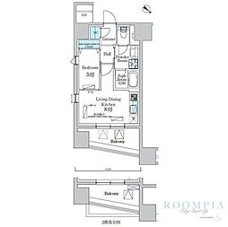 デュオフラッツ池尻大橋 1LDKの間取図画像
