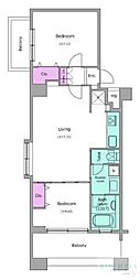 レジディア島津山 2LDKの間取図画像