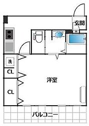 南平台ヒルス 1Kの間取図画像