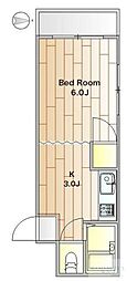 メゾンクボタ 1Kの間取図画像