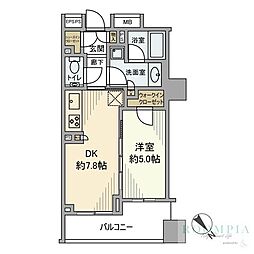 ザ・パークハウスアーバンス東五反田 1DKの間取図画像
