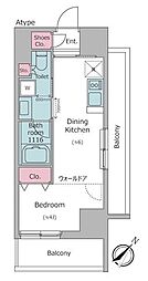 レジディア都立大 1DKの間取図画像