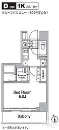レジディア目黒4 1Kの間取図画像