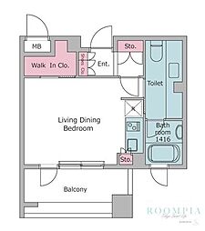 レジディア代官山 ワンルームの間取図画像