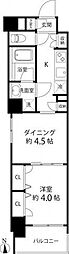 デュオステージ白金高輪 1DKの間取図画像