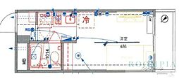 スカイコート戸越銀座 ワンルームの間取図画像