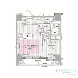 ガーラ・シティ渋谷南平台 1LDKの間取図画像