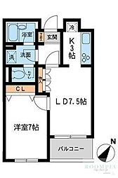 ローレルフラット 1LDKの間取図画像