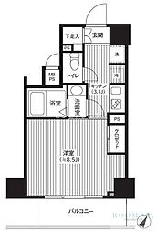 カスタリア初台 1Kの間取図画像