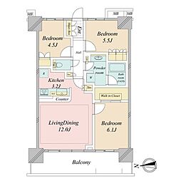 浅草タワー 3LDKの間取図画像