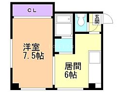 大石ビル 1DKの間取図画像