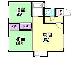 三河荘 2LDKの間取図画像
