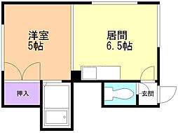 一光ハイムB 1DKの間取図画像