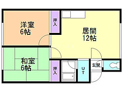 小野ハイツ 2LDKの間取図画像