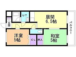 大宏パレス26 2DKの間取図画像