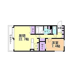 ラ・クラッセ札幌ステーションテラス 13階1LDKの間取り