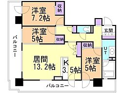 JR函館本線 札幌駅 徒歩5分の賃貸マンション 29階3LDKの間取り