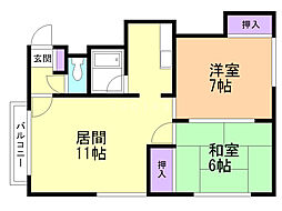 コーポまるとみ 2LDKの間取図画像