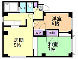 アーバンマンション2 1階2LDKの間取り