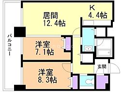 Ｄ’グラフォート札幌ステーションタワー 37階2LDKの間取り