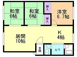 第5山崎コーポラス 3LDKの間取図画像