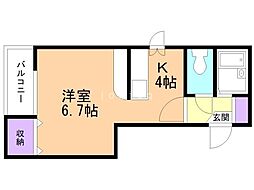 ツインビルいとう1号館 1Kの間取図画像