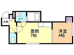 ヴィラ麻生 1DKの間取図画像