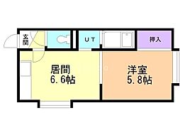 メルヴィーユN24 1DKの間取図画像
