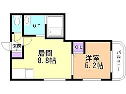ウィングキャッスル 1LDKの間取図画像