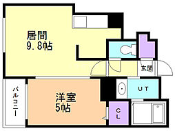 S-FORT北大前 1DKの間取図画像