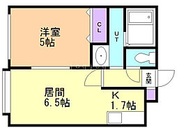 コンパートメントノースワン 1DKの間取図画像