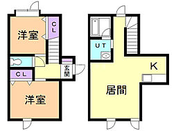 コーポ新琴似613 2LDKの間取図画像