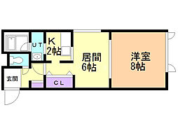 スカイパレス 1LDKの間取図画像