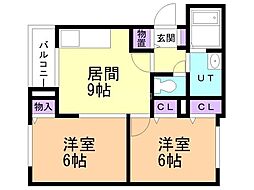 ノース季実の里6 2DKの間取図画像