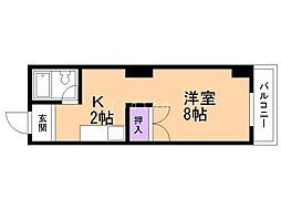 NORTHPOLE北大前 1Kの間取図画像