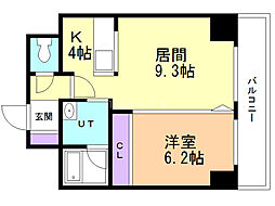 レジディア札幌駅ノース 1LDKの間取図画像
