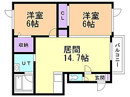 シェーン 2LDKの間取図画像