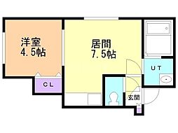 麻生一番ハイツ 1DKの間取図画像